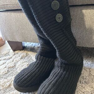 UGG Charcoal Knit Button Boots